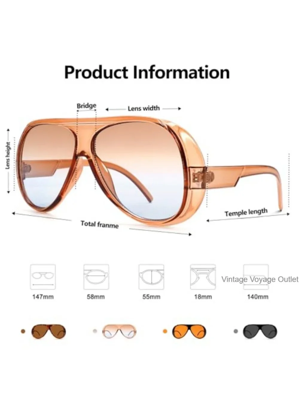 Oversized Aviator Sunglasses UV400 Retro Women Men